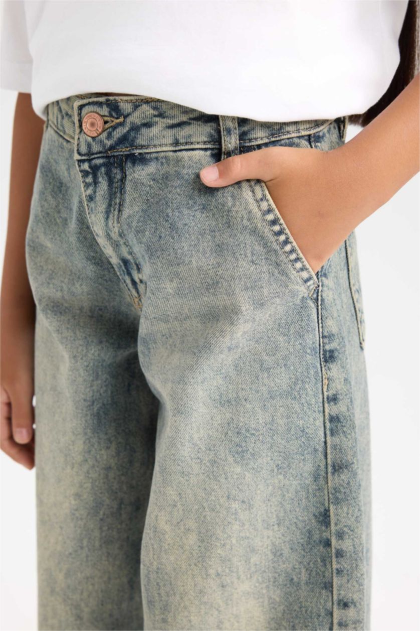 بناتي أزرق بنطلون بناتي باجي فيت واسع