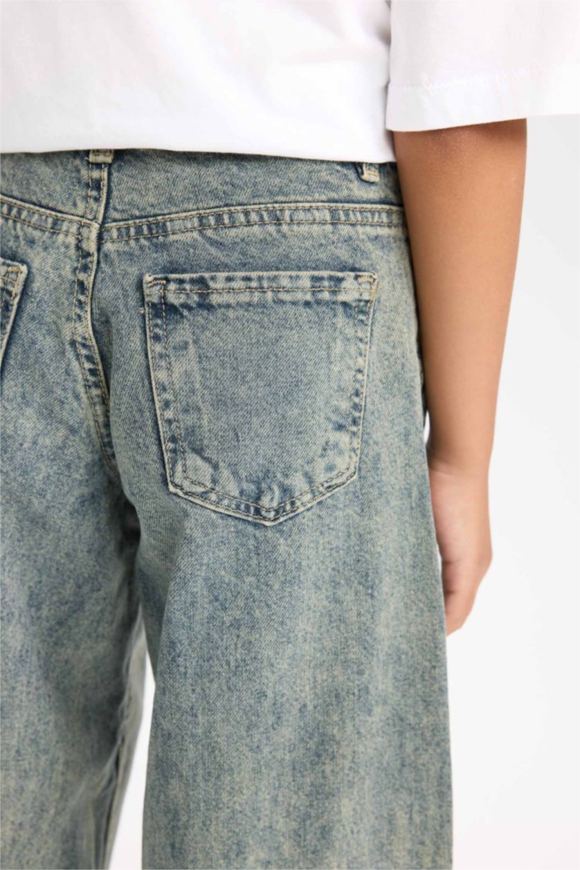 بناتي أزرق بنطلون بناتي باجي فيت واسع