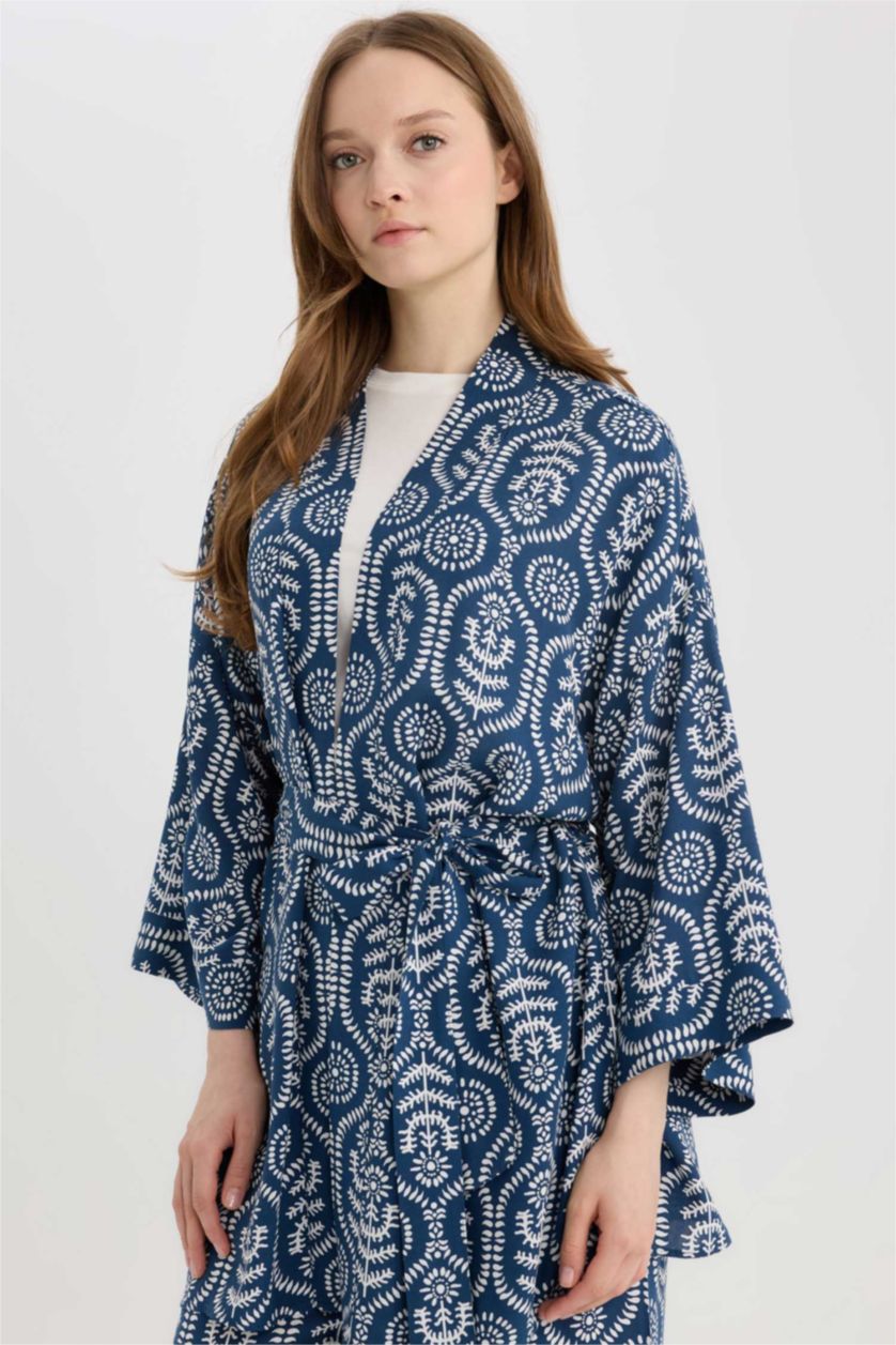 WOMAN Royal Relax Fit Patterned Belted Kimono