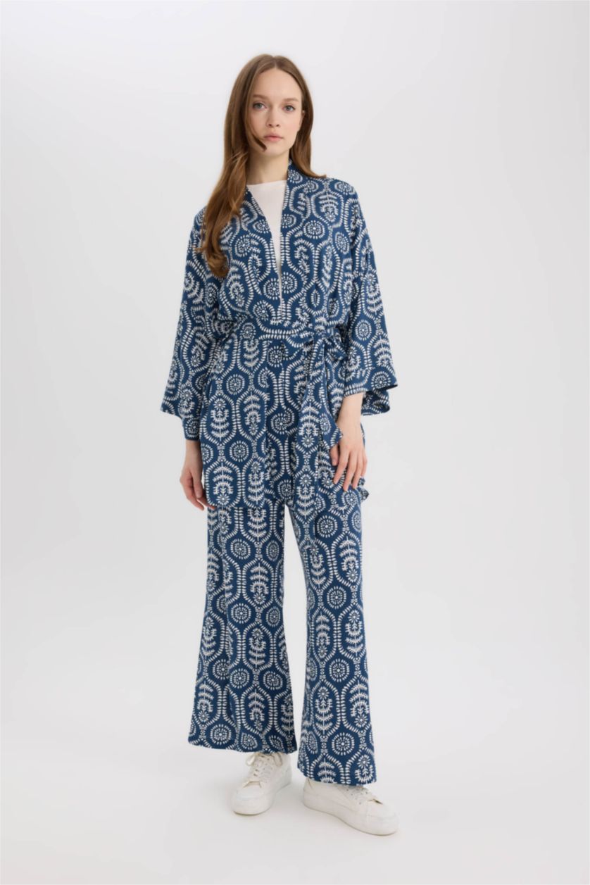 WOMAN Royal Relax Fit Patterned Belted Kimono