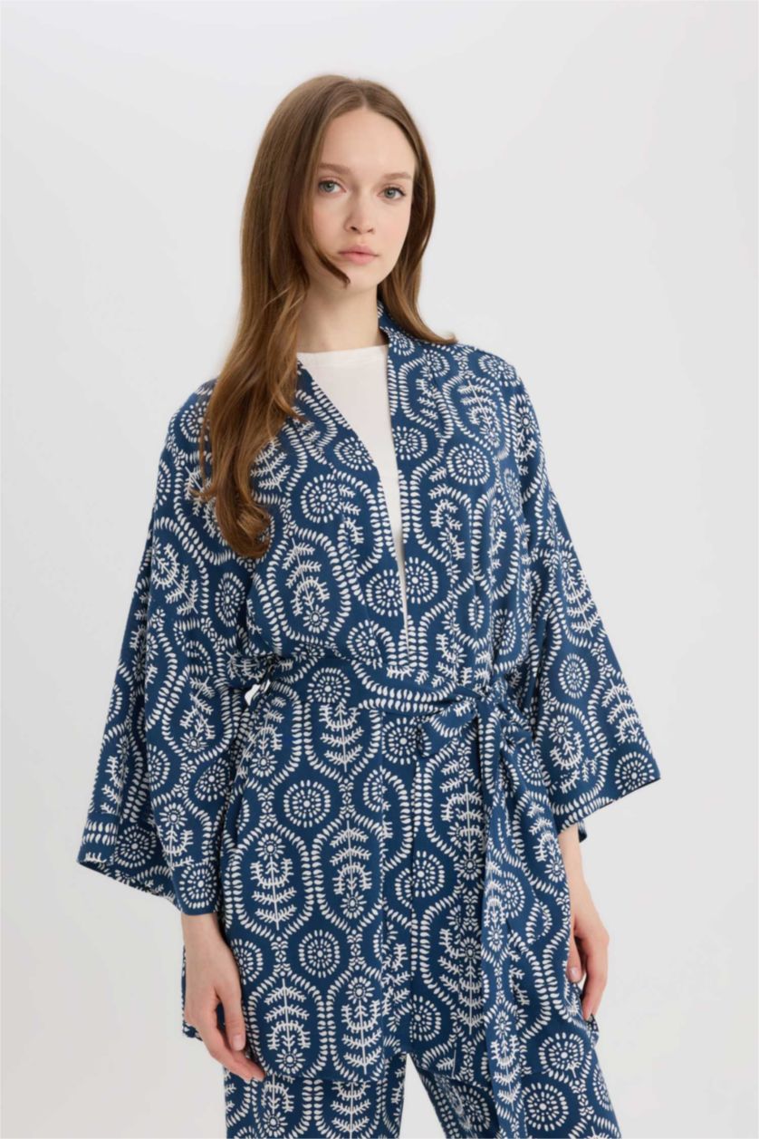 WOMAN Royal Relax Fit Patterned Belted Kimono