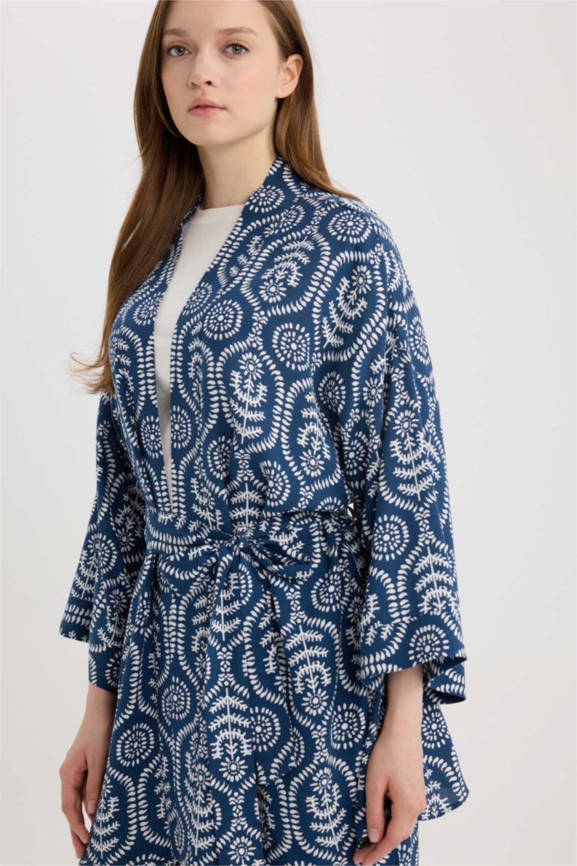WOMAN Royal Relax Fit Patterned Belted Kimono