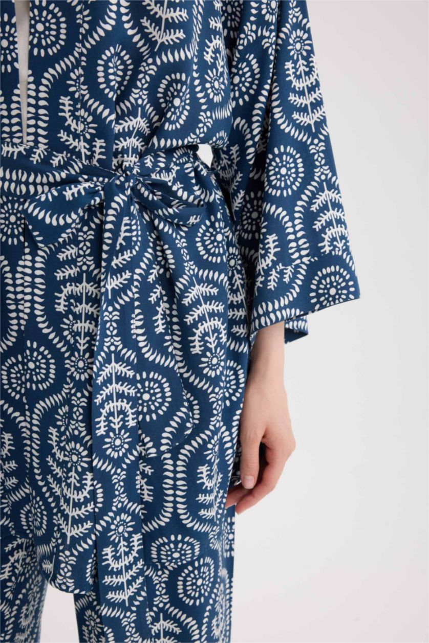 WOMAN Royal Relax Fit Patterned Belted Kimono