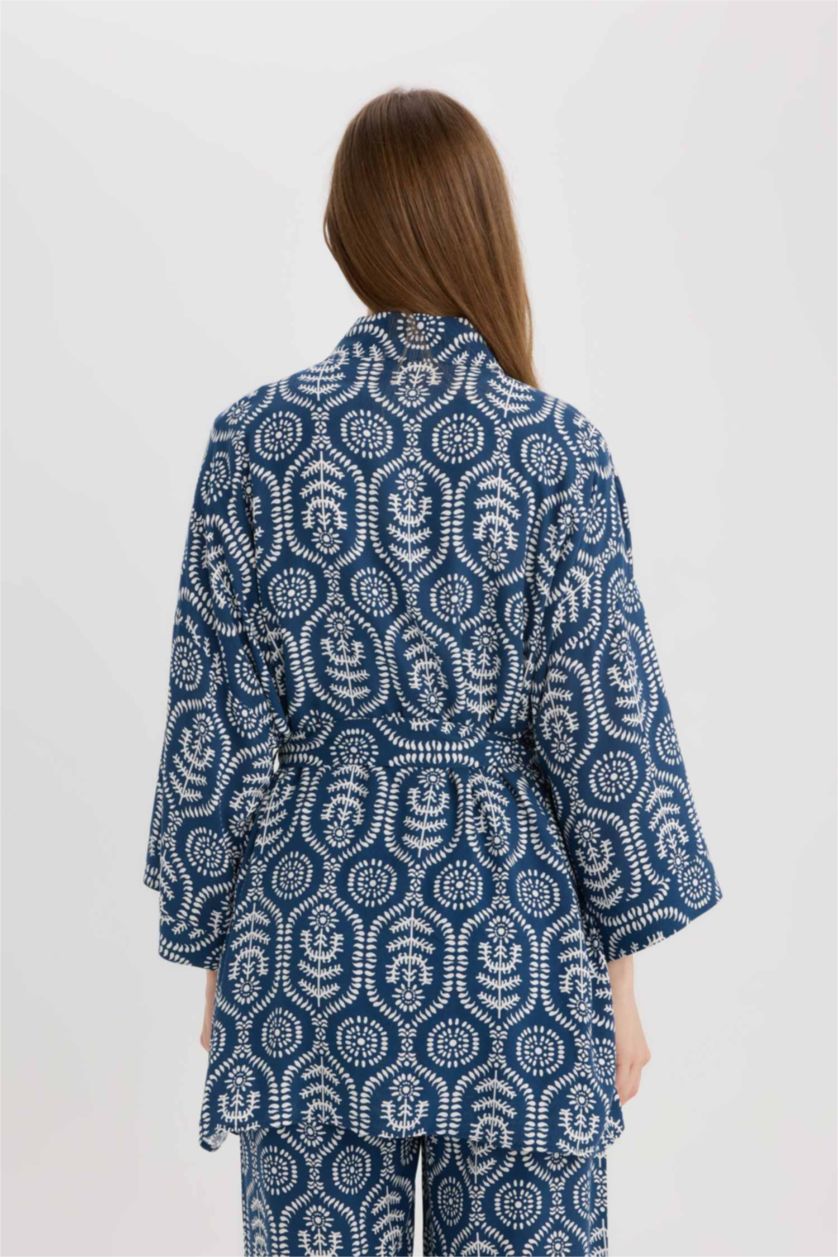 WOMAN Royal Relax Fit Patterned Belted Kimono