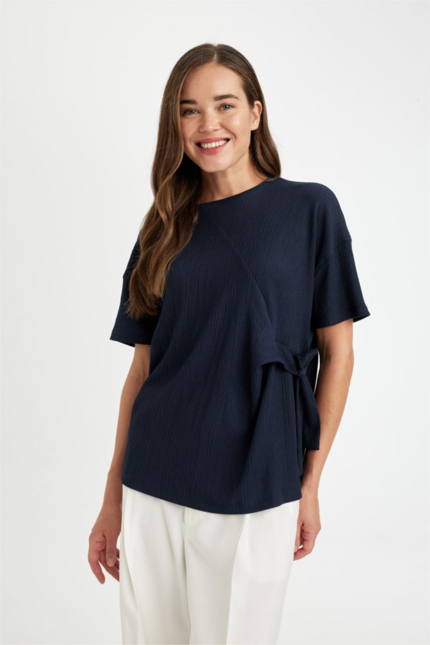 FEMME Marin T-shirt à col rond et manches courtes à Coupe décontractée