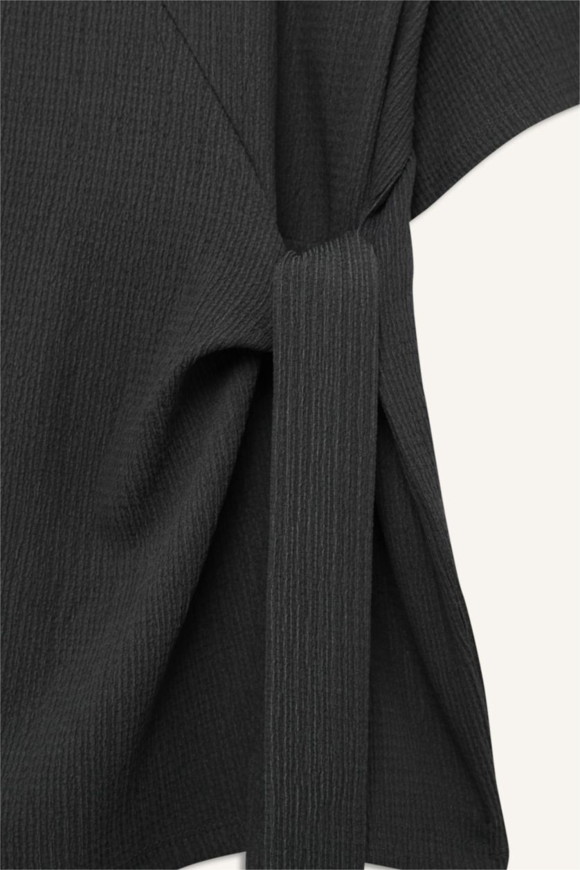 نساء أنثرا تيشيرت نص كم عادي قصة مريحة برقبة مستديرة