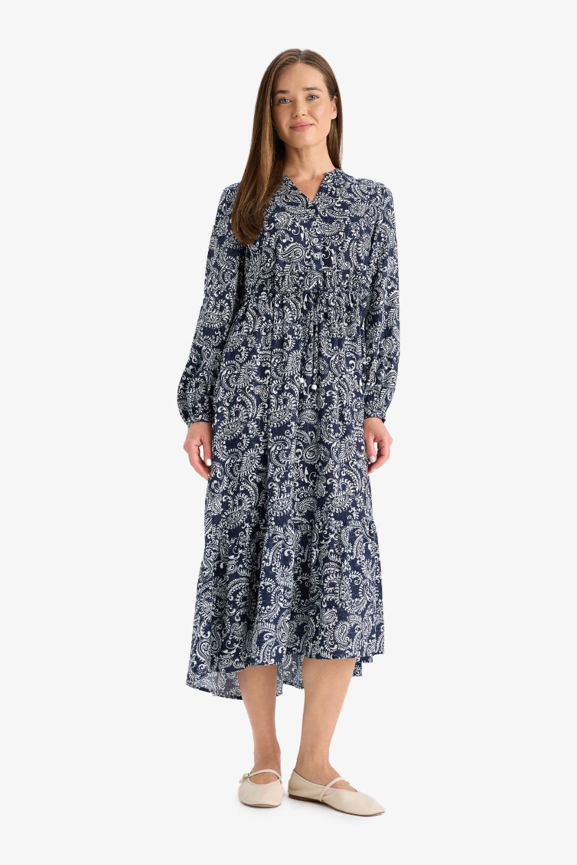 WOMAN Indigo Regular Fit Crew Neck Dress
