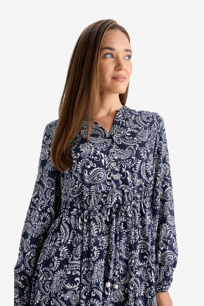 WOMAN Indigo Regular Fit Crew Neck Dress