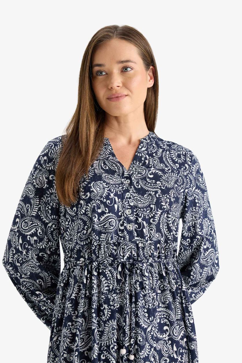 WOMAN Indigo Regular Fit Crew Neck Dress