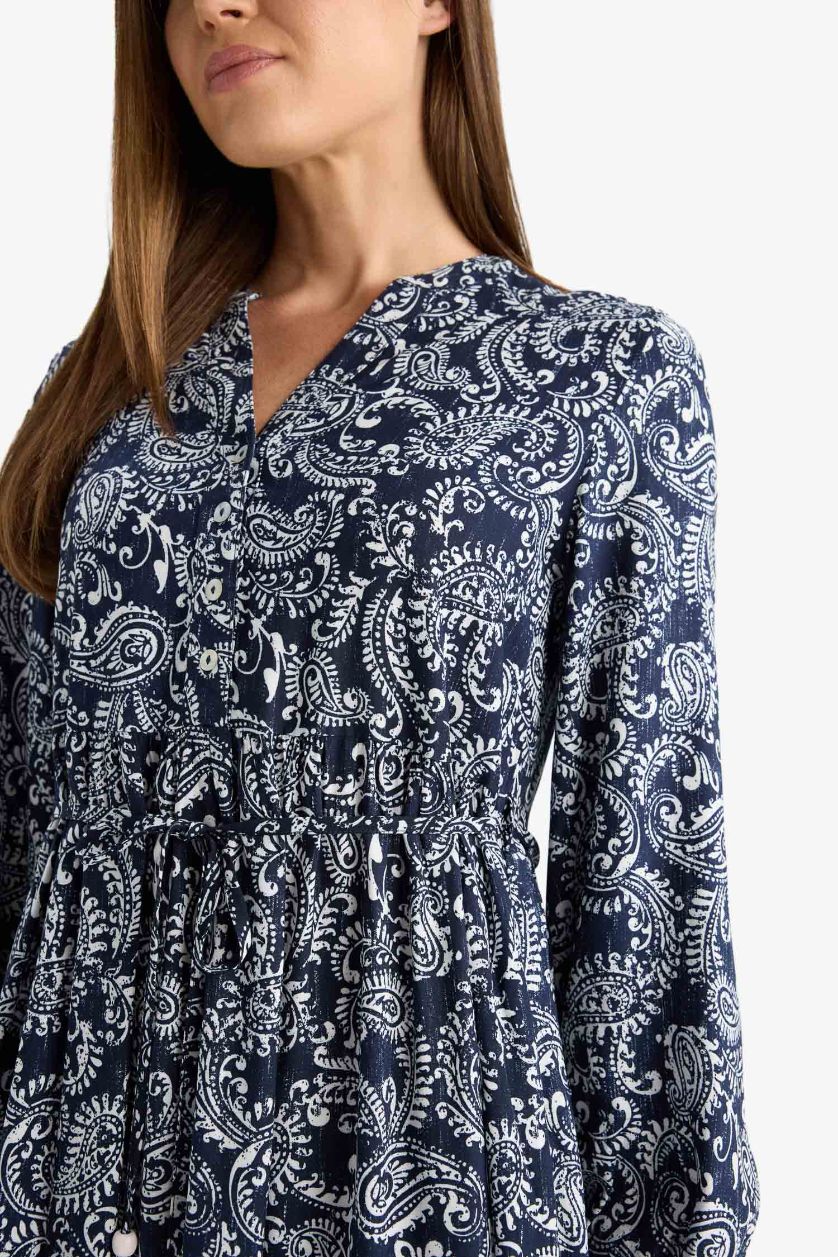 WOMAN Indigo Regular Fit Crew Neck Dress