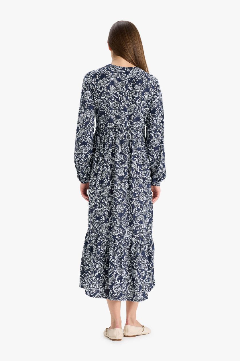 WOMAN Indigo Regular Fit Crew Neck Dress
