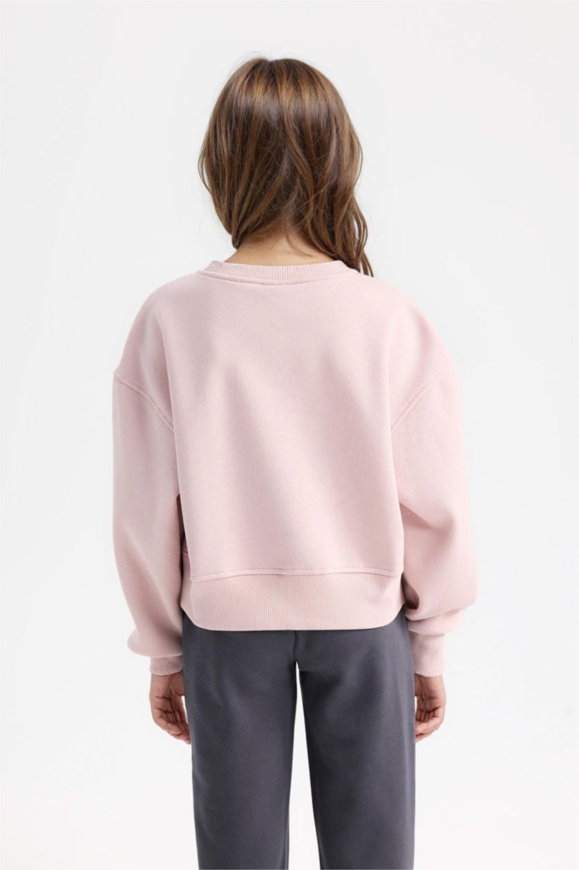 FILLES Violet Sweat-shirt à col rond avec imprimé Coupe Relax pour fille