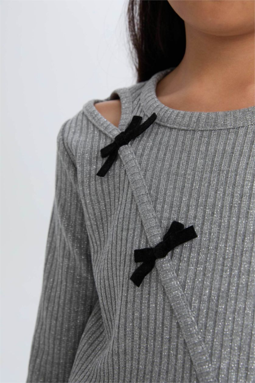 GIRLS & TEENS Grey Girl Slim Fit Crew Neck Camisole Long Sleeve T-Shirt