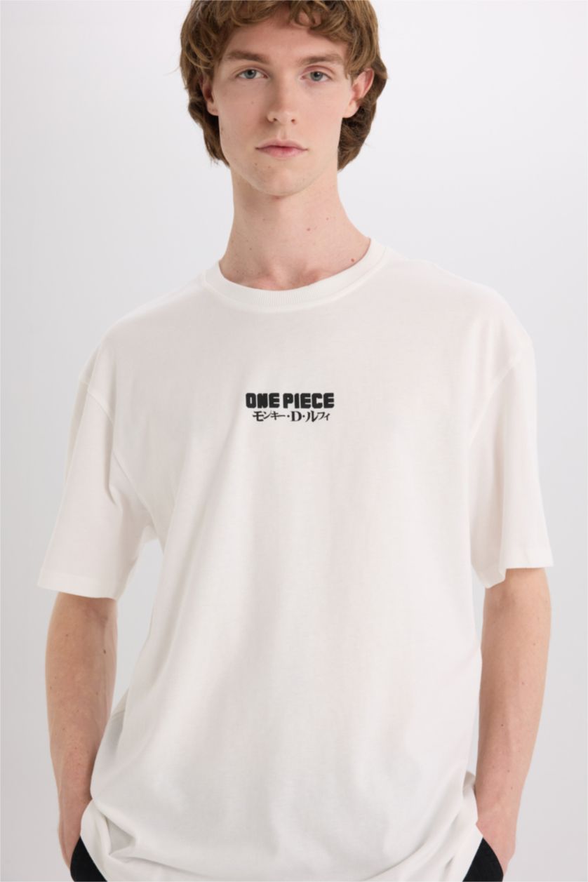 MAN Ecru One Piece Boxy Fit Crew Neck Back Printed T-Shirt