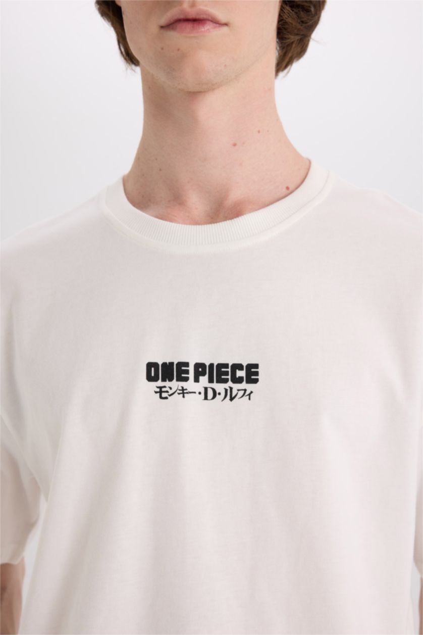 MAN Ecru One Piece Boxy Fit Crew Neck Back Printed T-Shirt