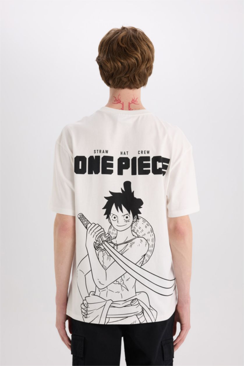 MAN Ecru One Piece Boxy Fit Crew Neck Back Printed T-Shirt