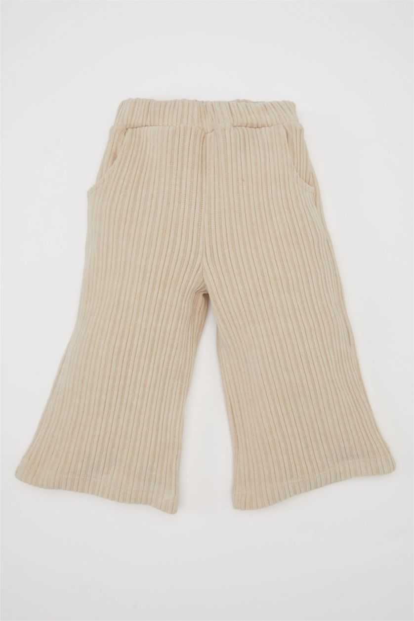 Kız Bebek Taş Kız Bebek 2'li Takım Fitilli Kadife Baskılı Sweatshirt Geniş Bol Paça Alt