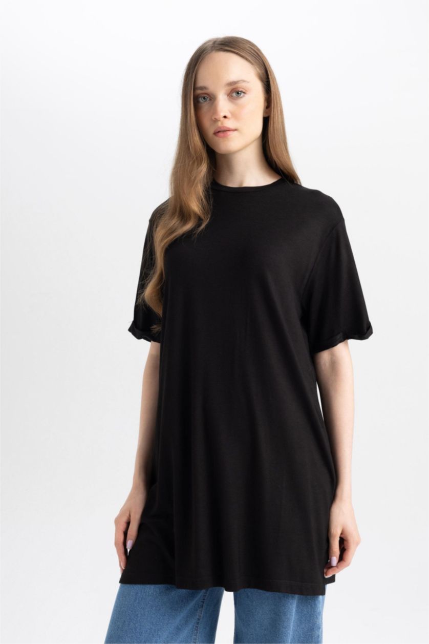 WOMAN Black Regular Fit Short Sleeve 2 Pack T-Shirt Tunic