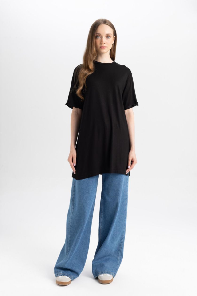 WOMAN Black Regular Fit Short Sleeve 2 Pack T-Shirt Tunic