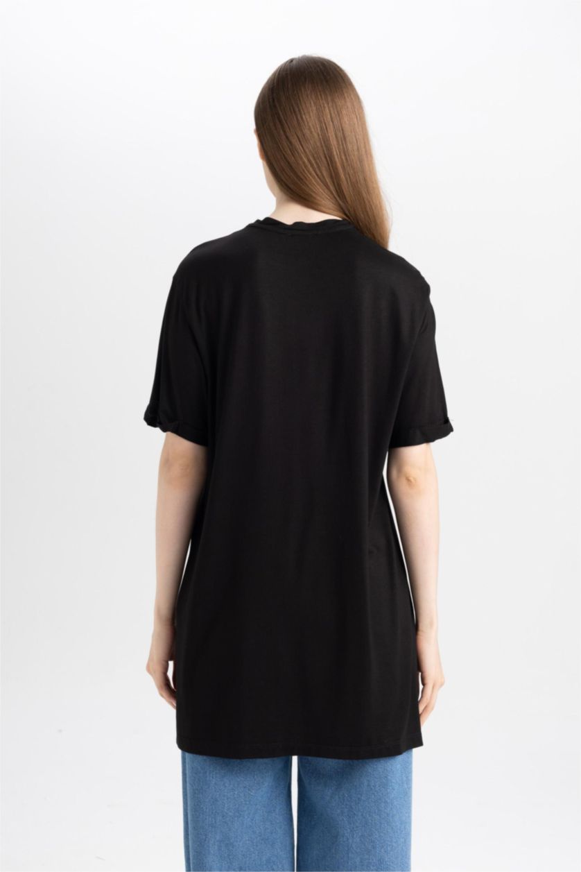 WOMAN Black Regular Fit Short Sleeve 2 Pack T-Shirt Tunic