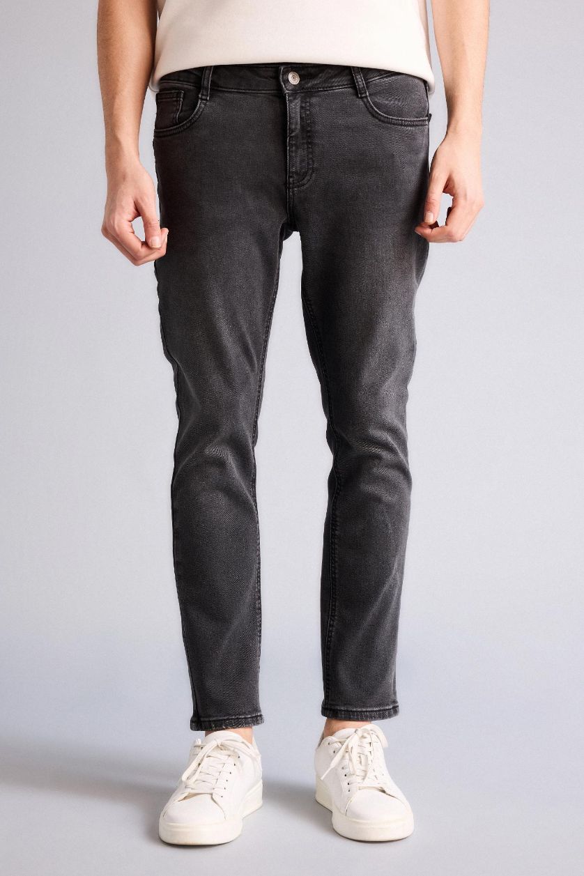 Erkek Antrasit Pedro Slim Fit Dar Kalıp Normal Bel Dar Paça Jean Pantolon