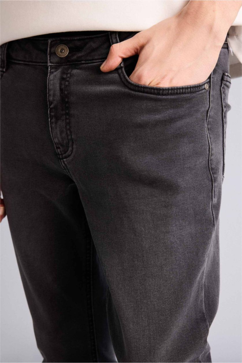 Erkek Antrasit Pedro Slim Fit Dar Kalıp Normal Bel Dar Paça Jean Pantolon