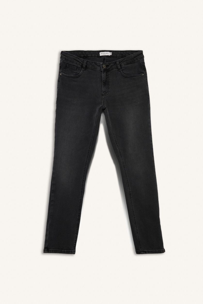 Erkek Antrasit Pedro Slim Fit Dar Kalıp Normal Bel Dar Paça Jean Pantolon