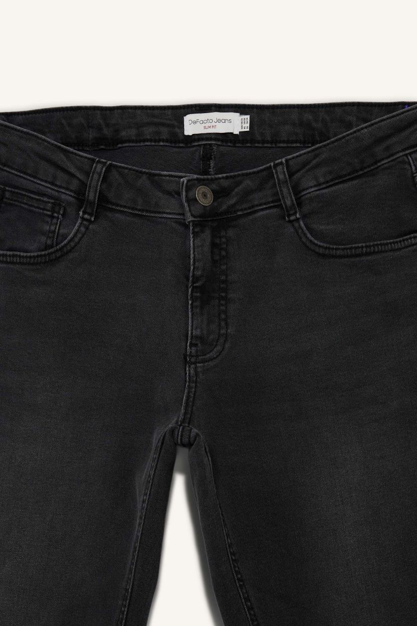 Erkek Antrasit Pedro Slim Fit Dar Kalıp Normal Bel Dar Paça Jean Pantolon