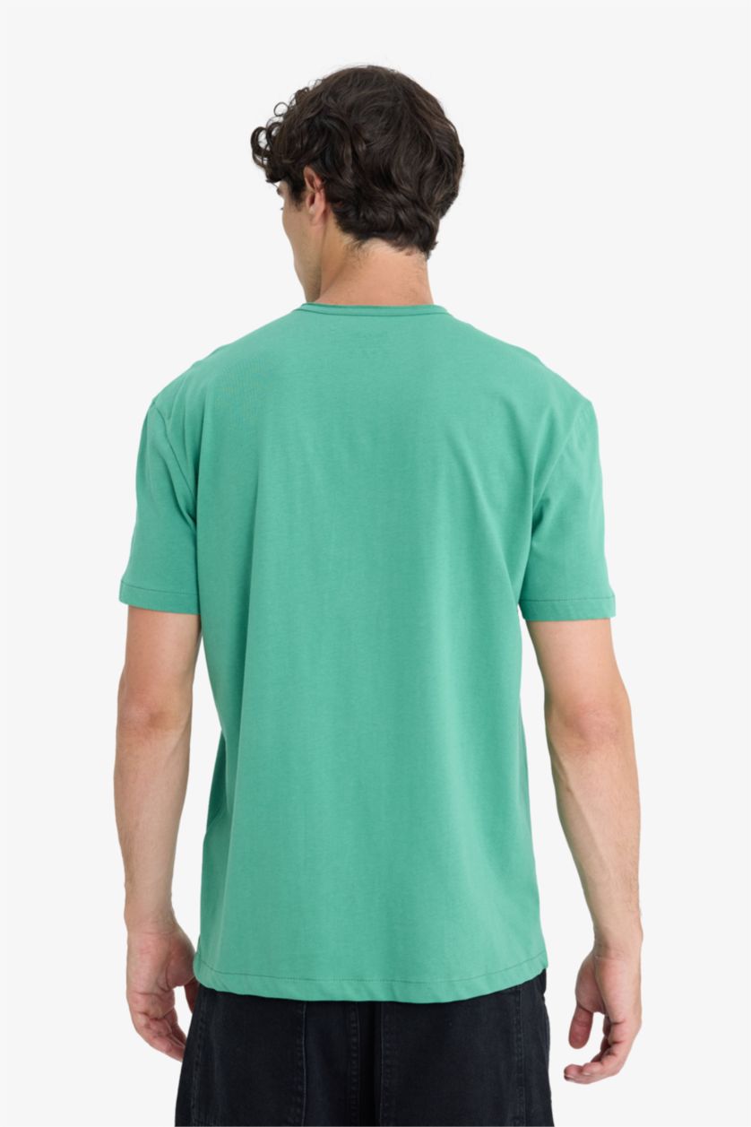 Erkek Koyu Yeşil %100 Pamuk Ağır Kumaş Tişört