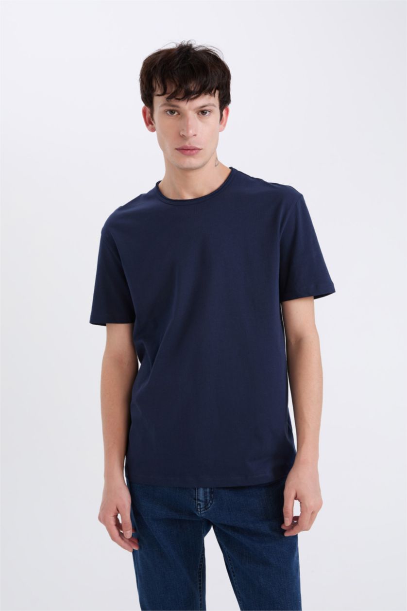 MAN NAVY Regular Fit Crew Neck Heavy Fabric T-Shirt