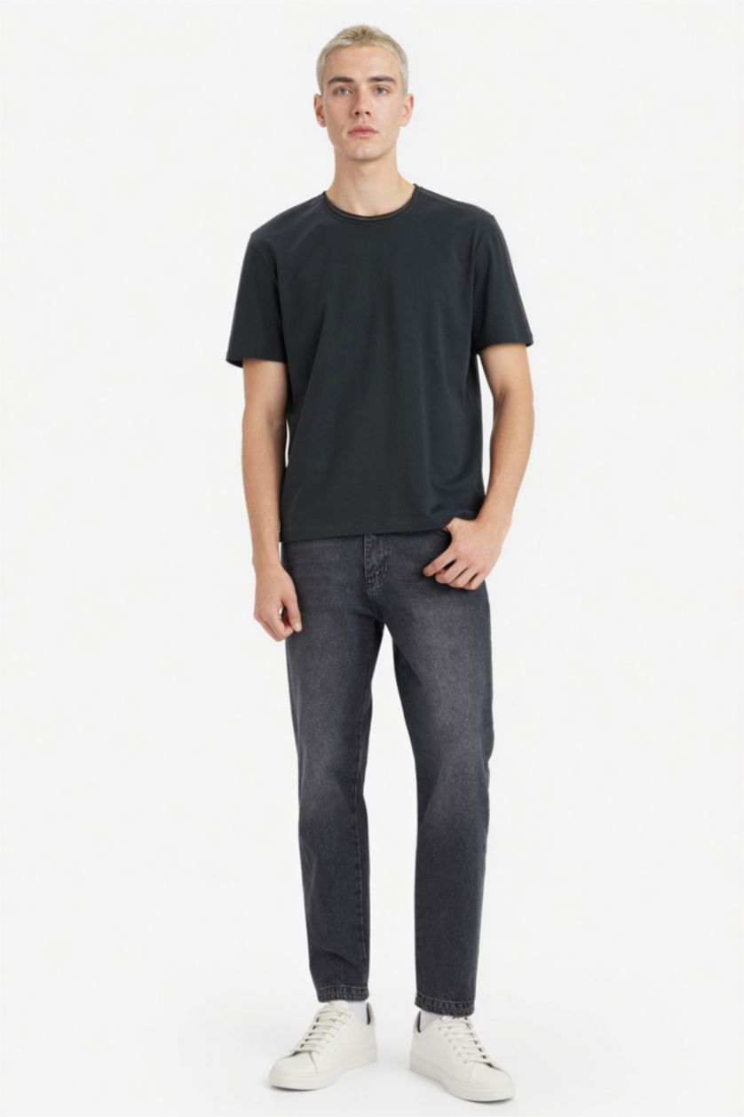 Мужчины Антрацит Футболка из плотной ткани из 100% хлопка