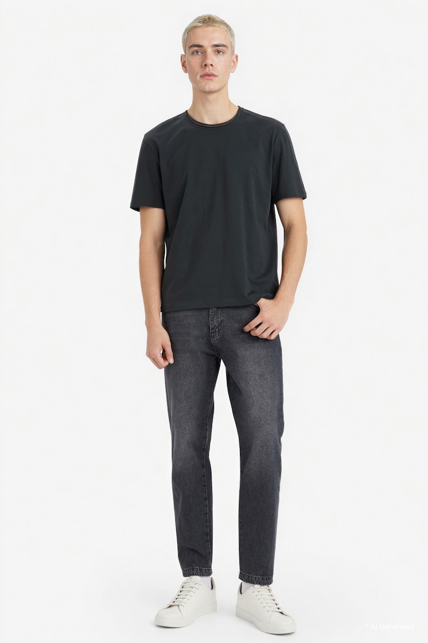 HOMME Anthracite T-shirt en tissu épais 100% coton