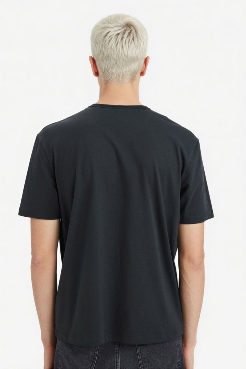 Мужчины Антрацит Футболка из плотной ткани из 100% хлопка