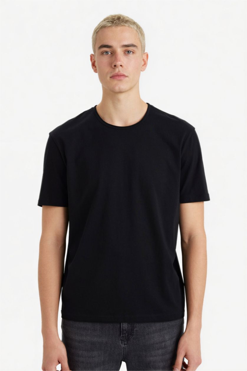 Erkek Siyah %100 Pamuk Ağır Kumaş Tişört