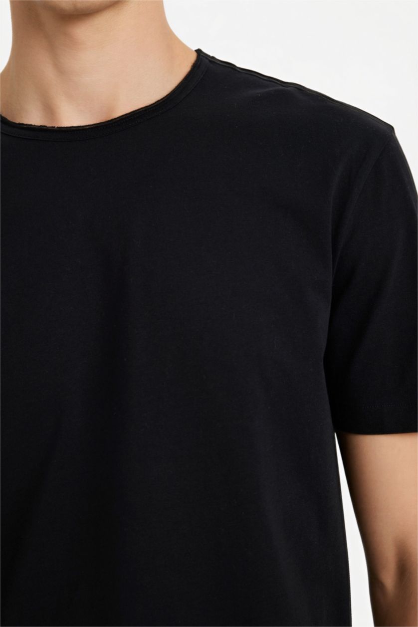 Erkek Siyah %100 Pamuk Ağır Kumaş Tişört