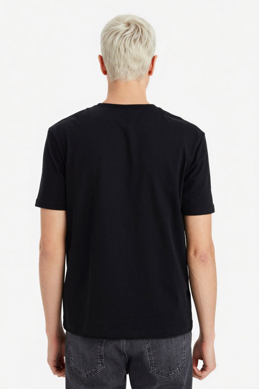 Erkek Siyah %100 Pamuk Ağır Kumaş Tişört