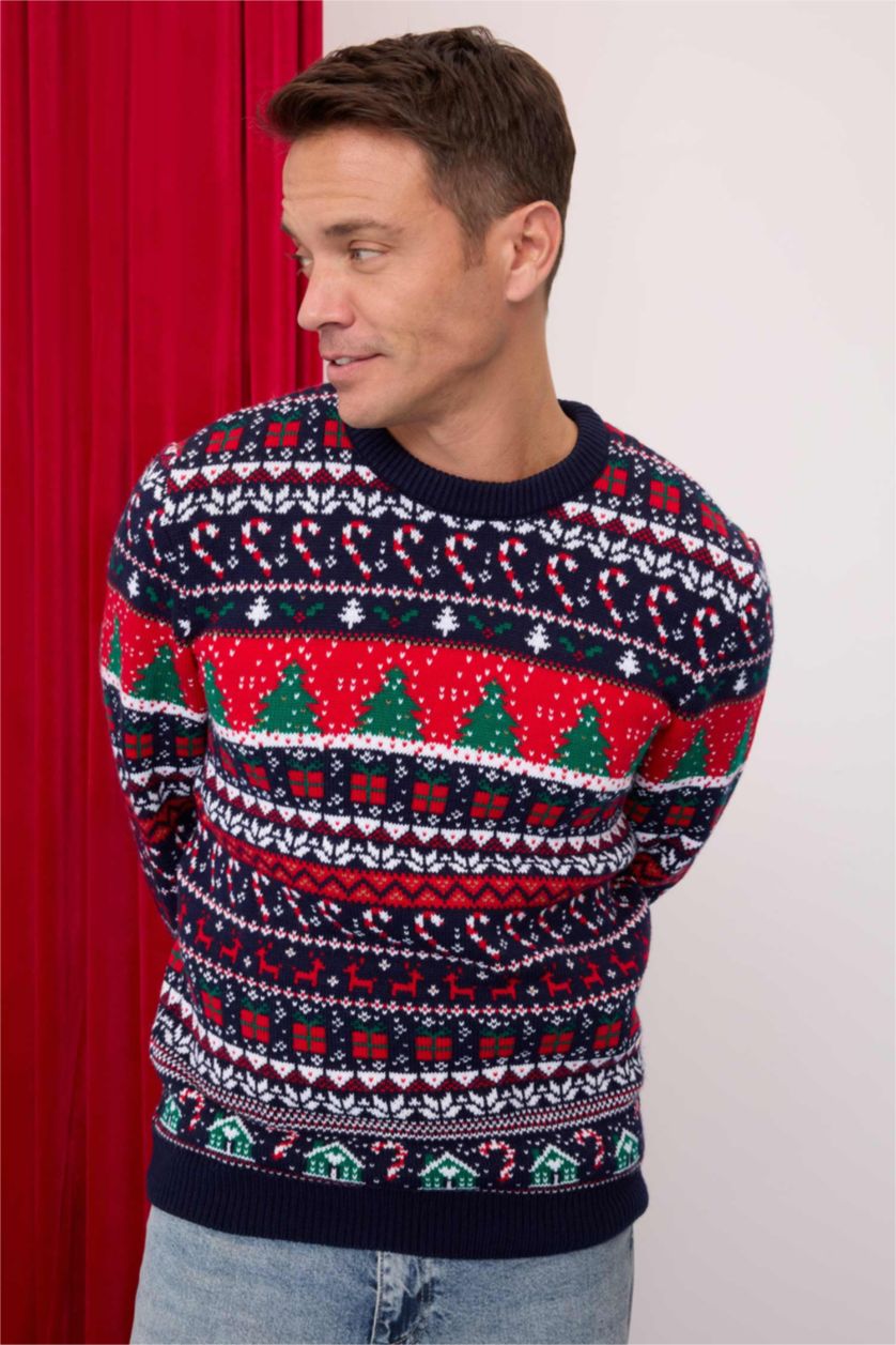 Men Red Standard Fit Knitwear Pullover