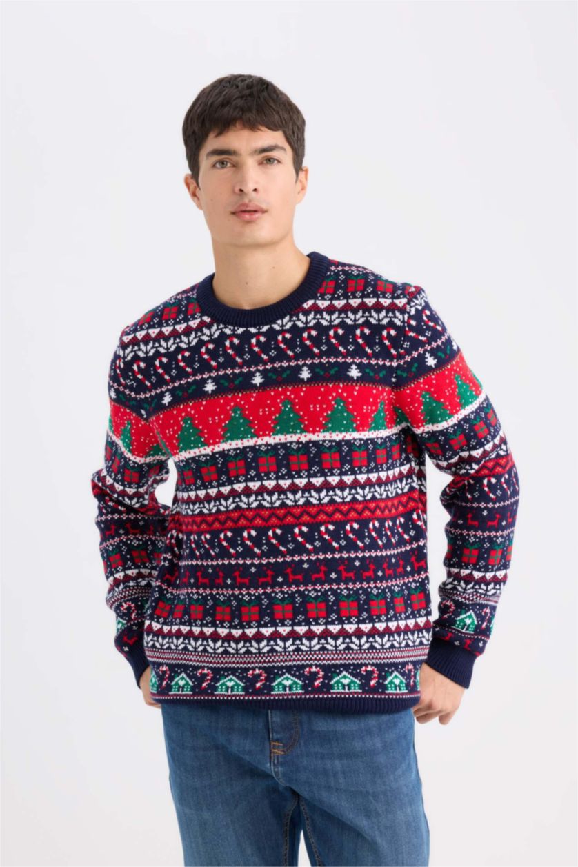 Men Red Standard Fit Knitwear Pullover