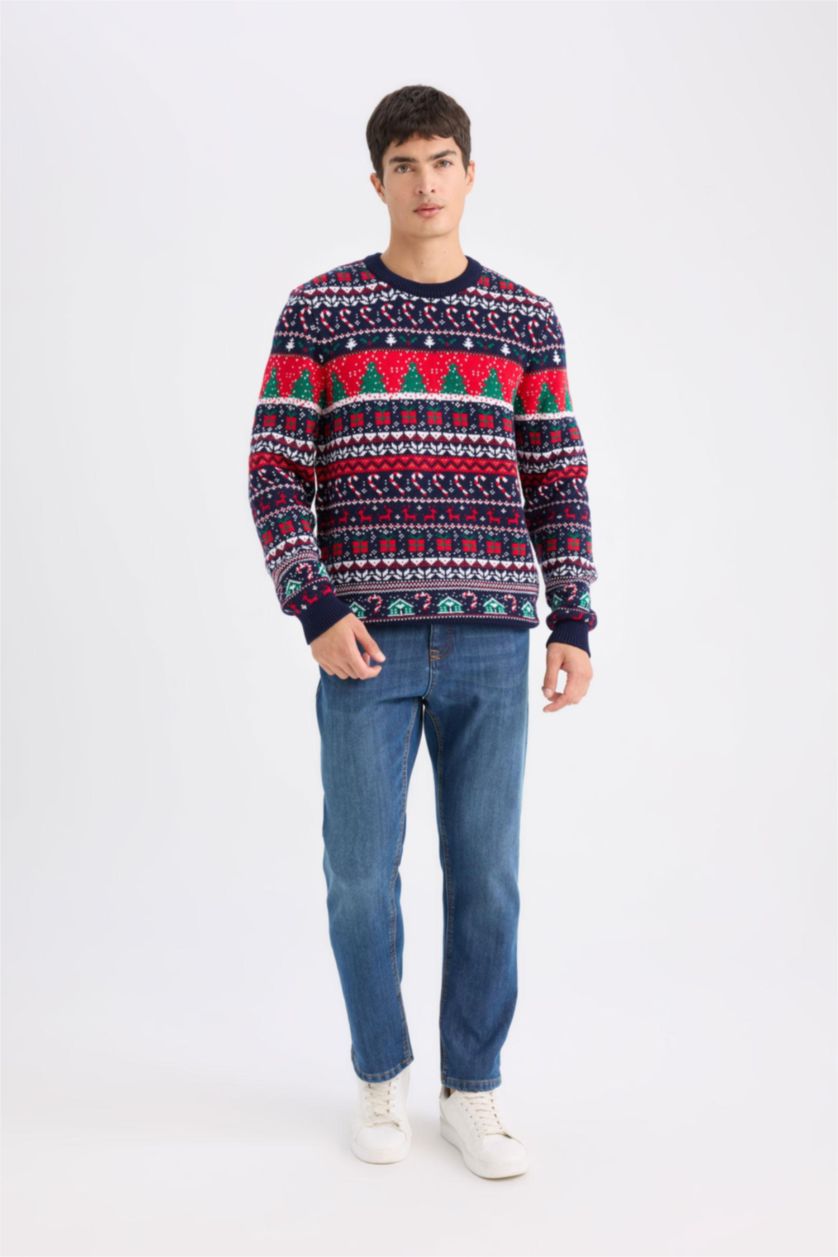 Men Red Standard Fit Knitwear Pullover