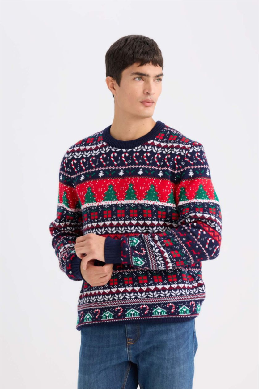 Men Red Standard Fit Knitwear Pullover
