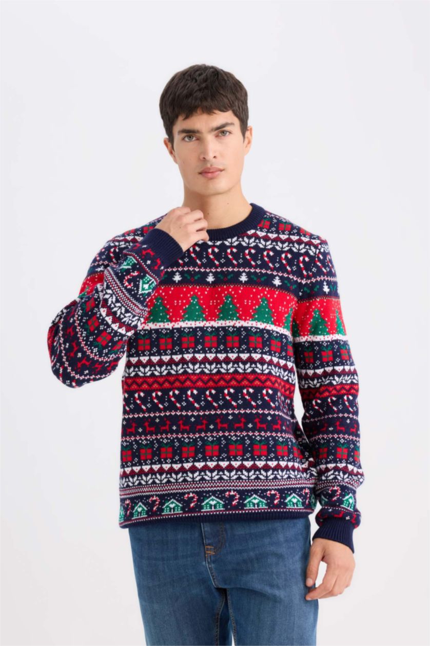 Men Red Standard Fit Knitwear Pullover