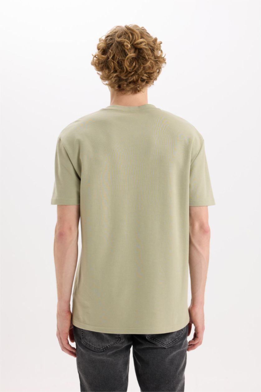 MAN Light Khaki Regular Fit Crew Neck Printed Short Sleeve T-Shirt