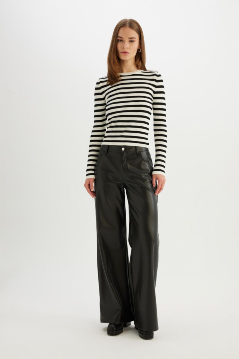 Kadın Ekru Fıtted Ribana Kazak