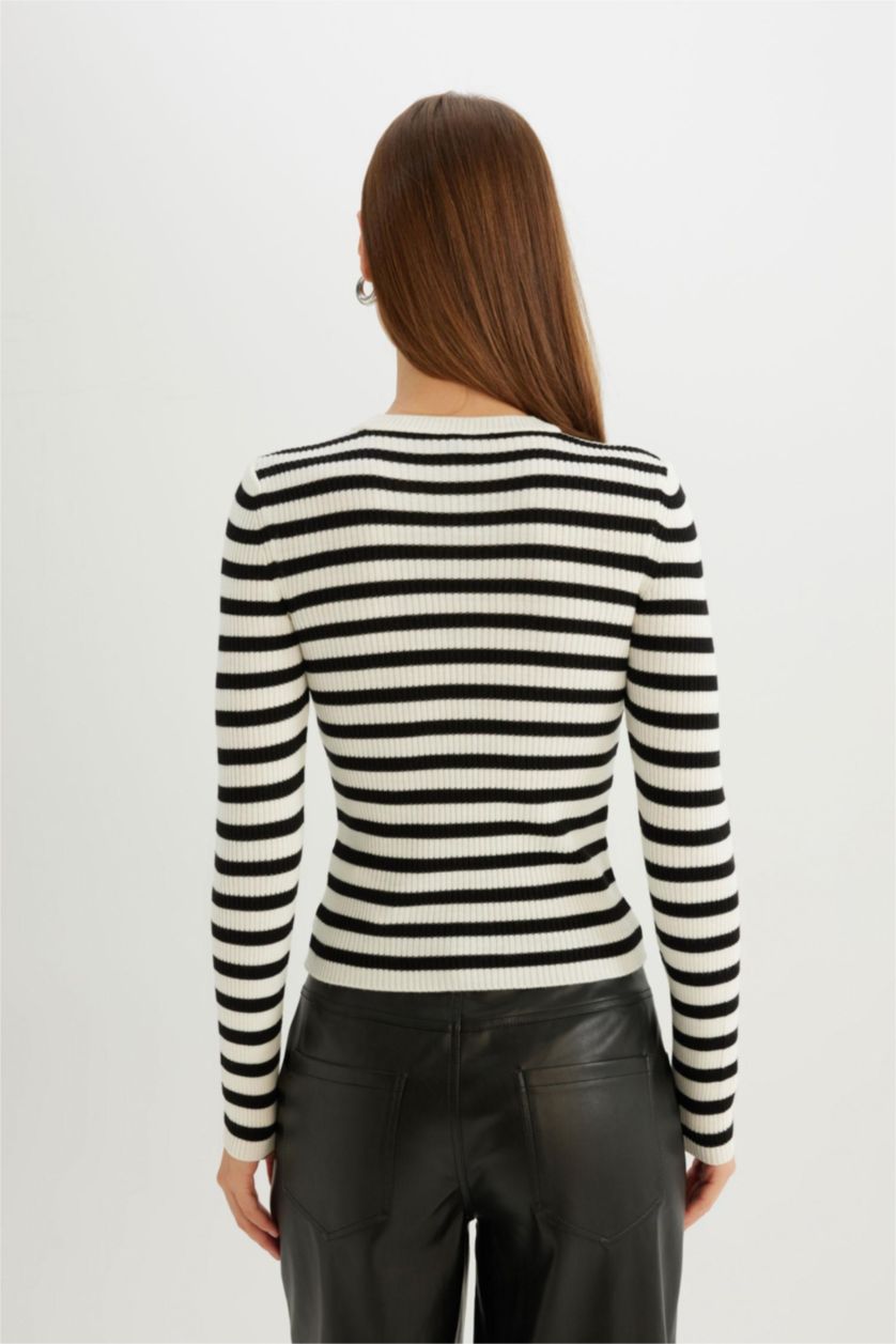 Kadın Ekru Fıtted Ribana Kazak