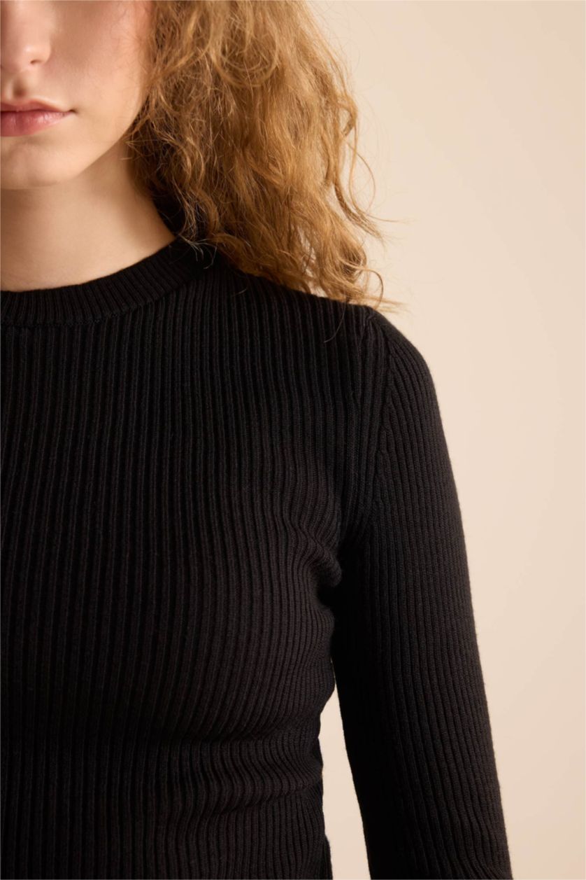 Kadın Ekru Fıtted Ribana Kazak