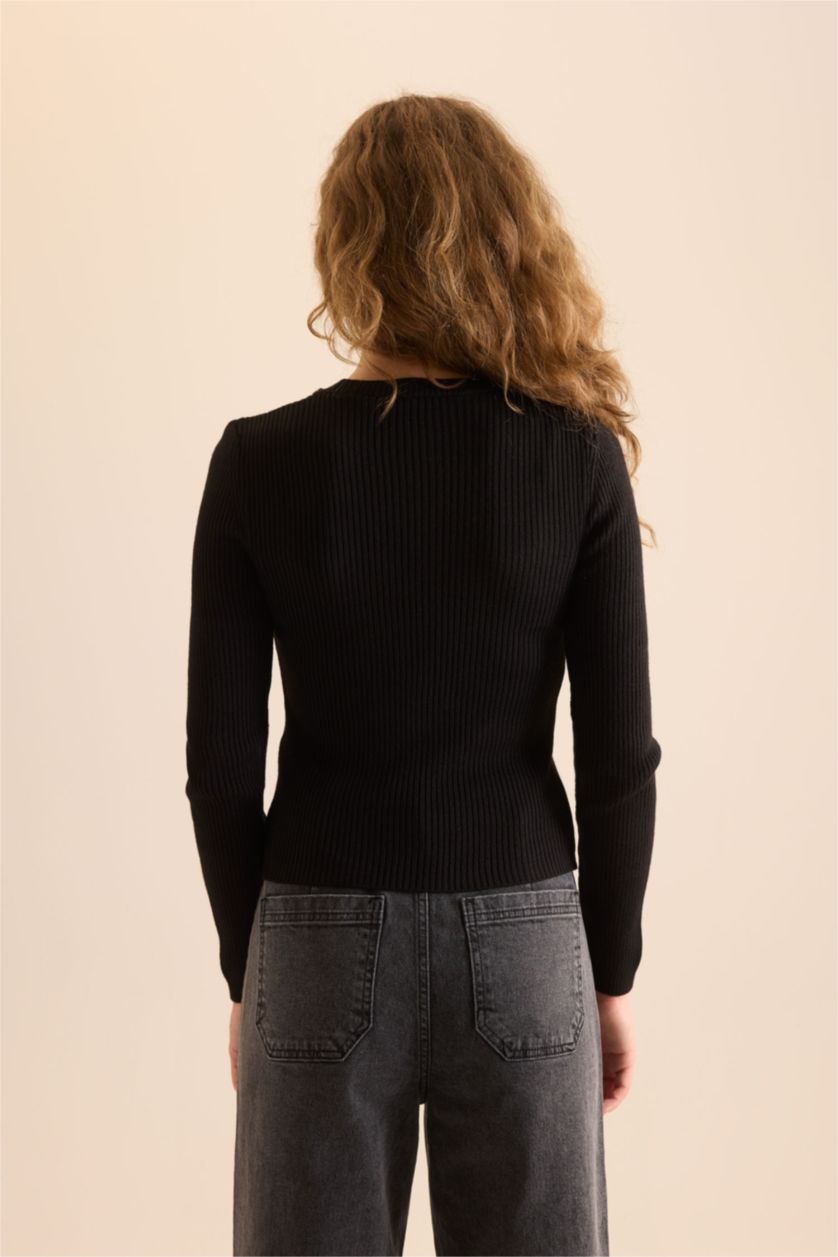 Kadın Ekru Fıtted Ribana Kazak