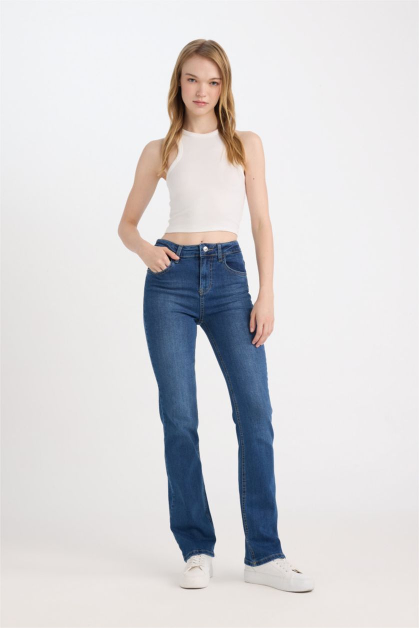 WOMAN Dark Blue Normal Waist Trousers