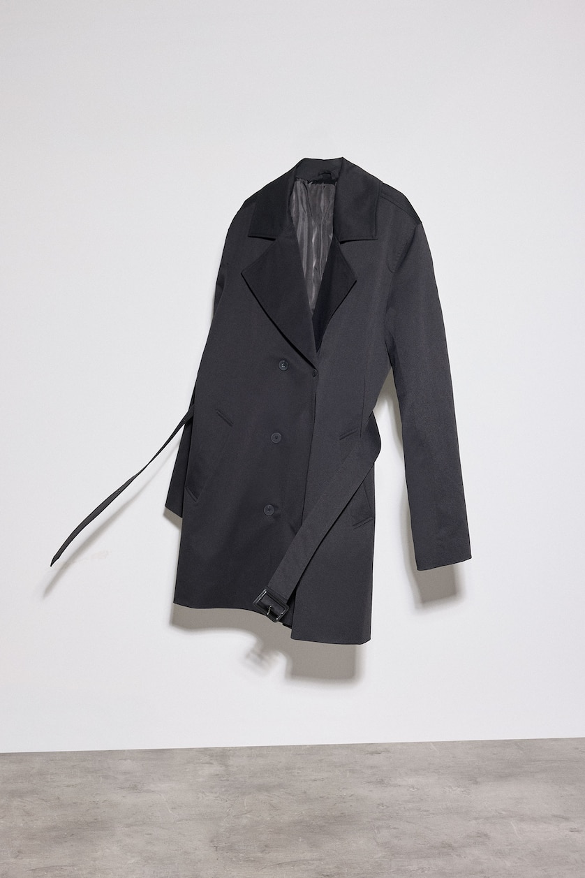 Erkek Siyah Slim Fit Ultra Hafif Mevsimlik Trençkot
