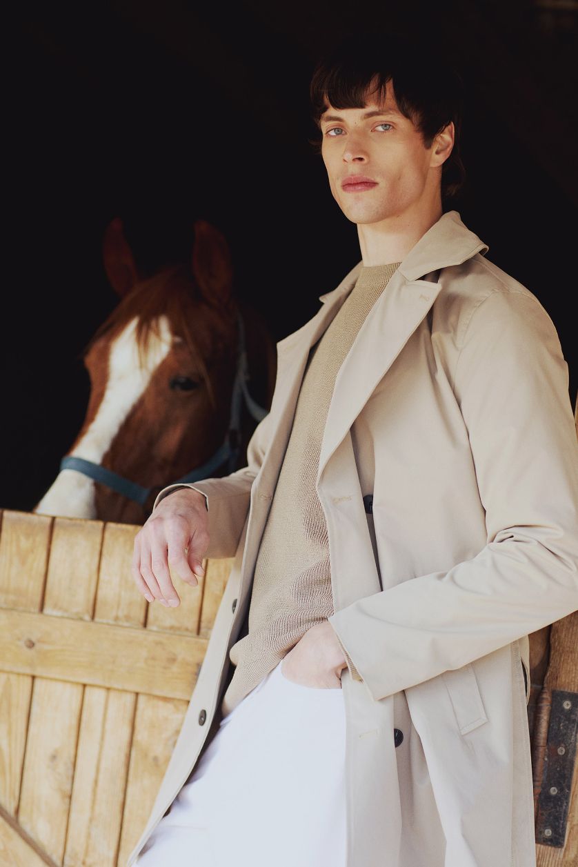 Erkek Kum Slim Fit Dar Kesim Astarlı Düğmeli Cepli Kemerli Mevsimlik Baharlık Trençkot