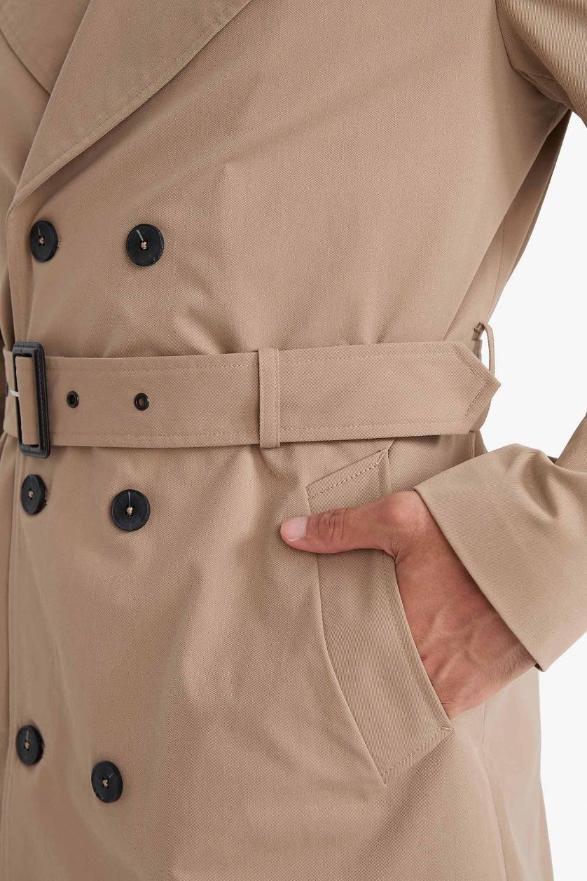 رجالي بيج جاكيت ترانش كوت سليم فيت مبطن